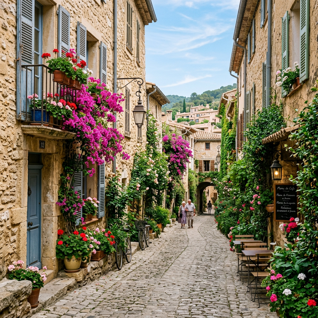 Ruelle fleurie pittoresque