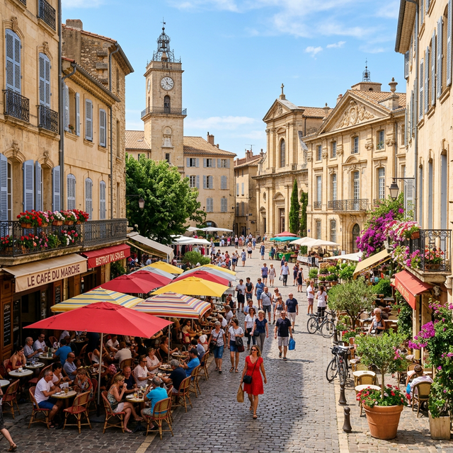 Place de la ville animée